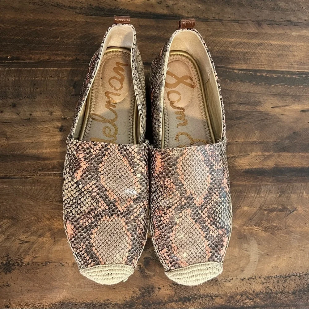ANTHROPOLOGIE | Sam Edelman Khloe Leather Reptile Print Espadrille Flats. Size 8